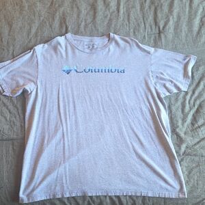 Columbia Light Gray Short-Sleeve Logo Tee with Blue Accent